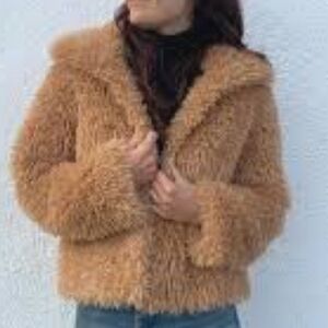 Blank NYC Sahara Tan Teddy Jacket Oversized Plush Size XL